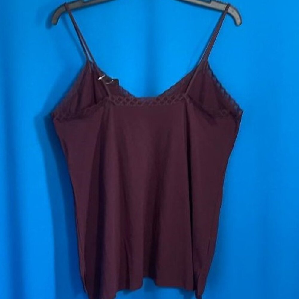 NWT $56 NATORI BLISS LACE TRIM CAMISOLE / CAMI TANK SIZE XL X - LARGE COLOR VINO - Picture 11 of 14